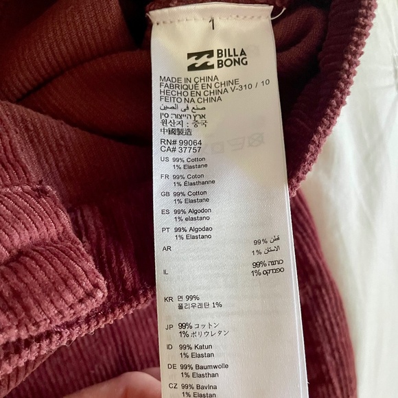 Billabong Red High Rise Corduroy Mini Skirt | Size 26 Waist - Picture 7 of 7